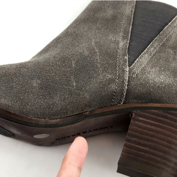 Lucky Brand Women's Lorry Leather Pointy Toe Ankle Boots Grey Western Size 6M - Picture 14 of 15